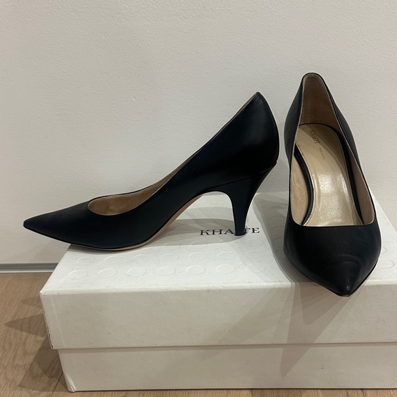 KHAITE Black Iconic River Leather Heels 37.5 7.5 - Picture 3 of 5